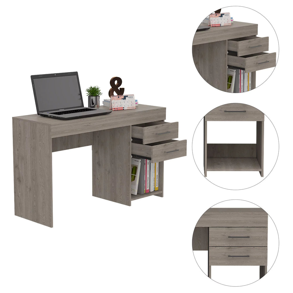 Light Gray Two Drawer Computer Desk with Lower Shelf Q162926