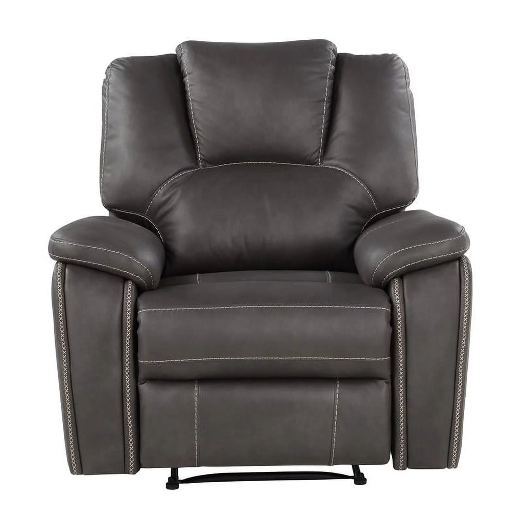 Charcoal Gray Faux Leather Manual Recliner J1131