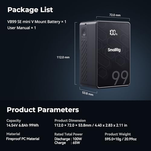 99Wh 6800mAh V Mount Battery with USB-C D-TAP USB-A Dual DC Ports OLED Screen Q227414