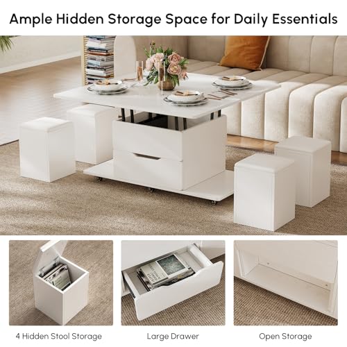 Black Lift-Top Coffee Table with Hidden Storage L654