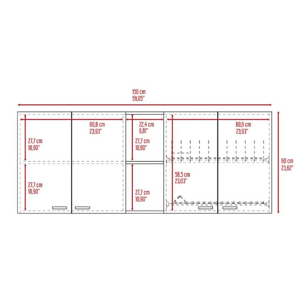 7-Shelf 4-Door 2-piece Kitchen Set White and Light Oak H95999